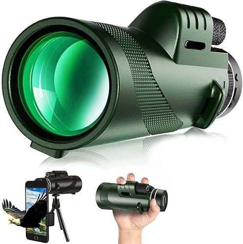 Potente telescopio monocular HD de 80 x 100 pulgadas, zoom de largo alcance de 12 x con clip de trípode para teléfono para caza al aire libre,