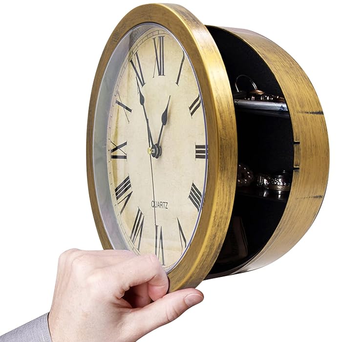 Buy MCM Style Wall Clock & Hidden Safe Box in One 10” Gold Wall Safe