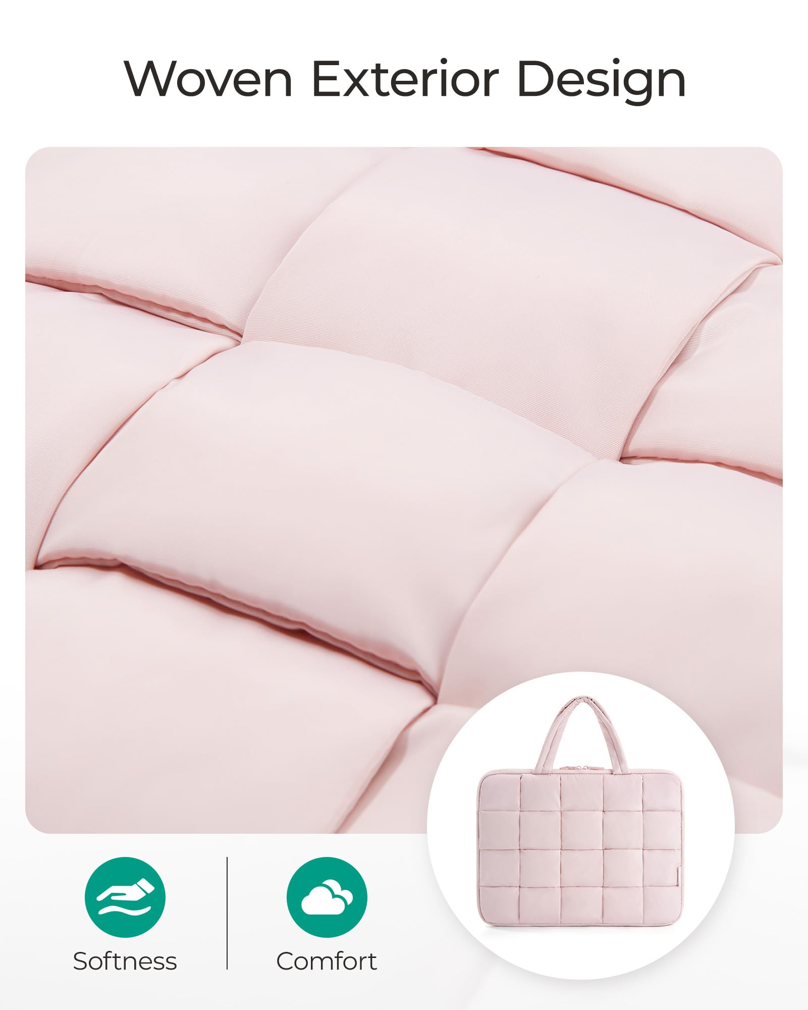 BAGSMART 15.6 Inch Laptop Case, Lightweight Puffy Laptop Sleeve with Handle, Compatible with MacBook Air Pro 15 16 Inch M4 M3 M2 M1, Laptop Bag for Women Fitted with Dell,HP, Black