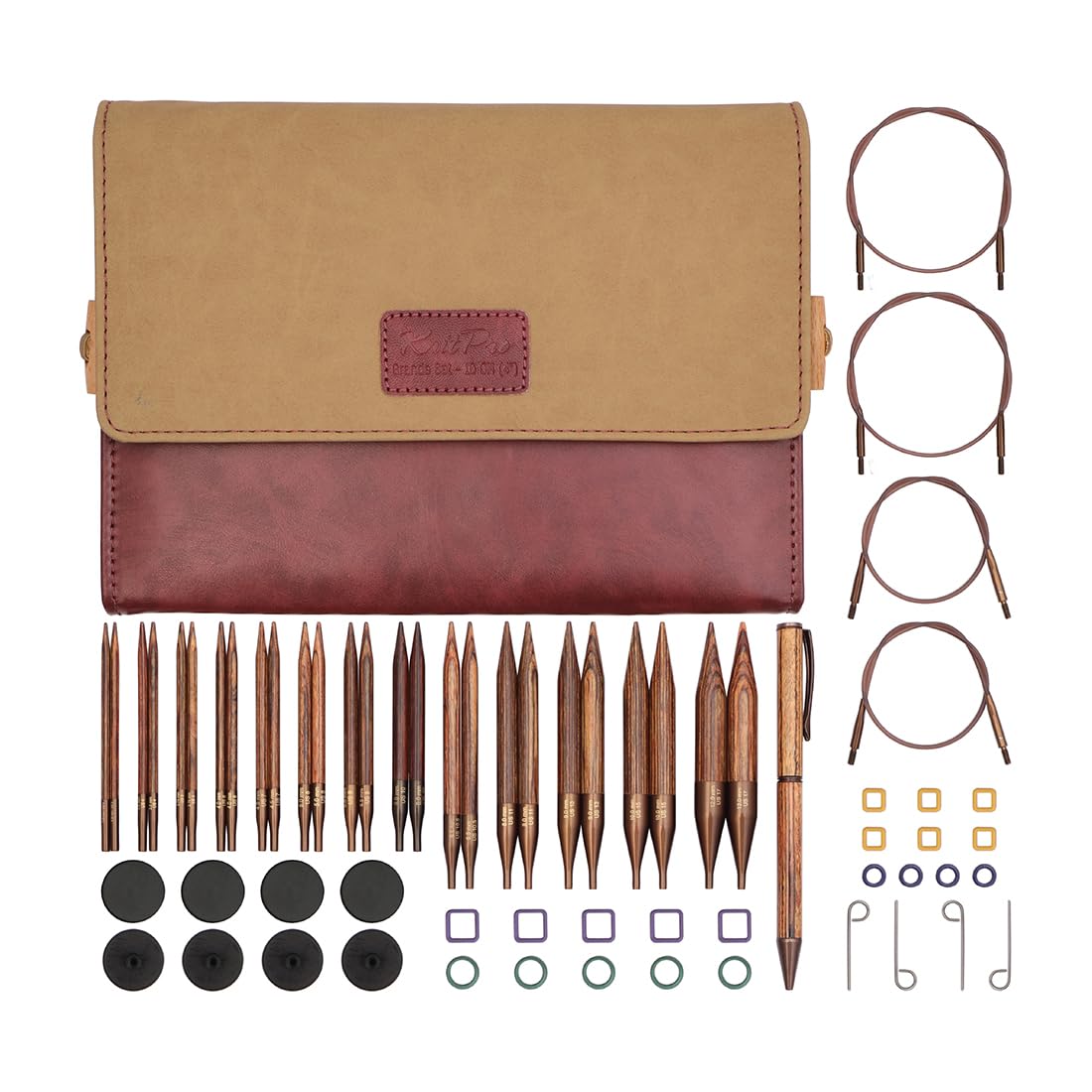 KnitPro Ginger Grande Interchangeable Knitting Needle Set - Birch Wood - 10cm Tips - 3.25-12mm