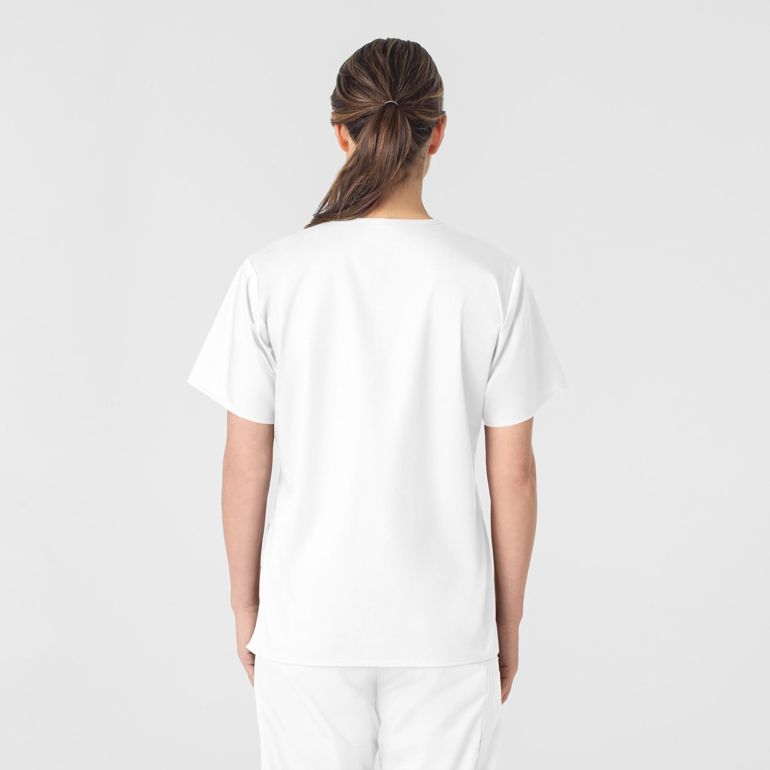 WonderWink Women's Plus-Size Wonderwork V-Neck Scrub Top, White, 3X-Large