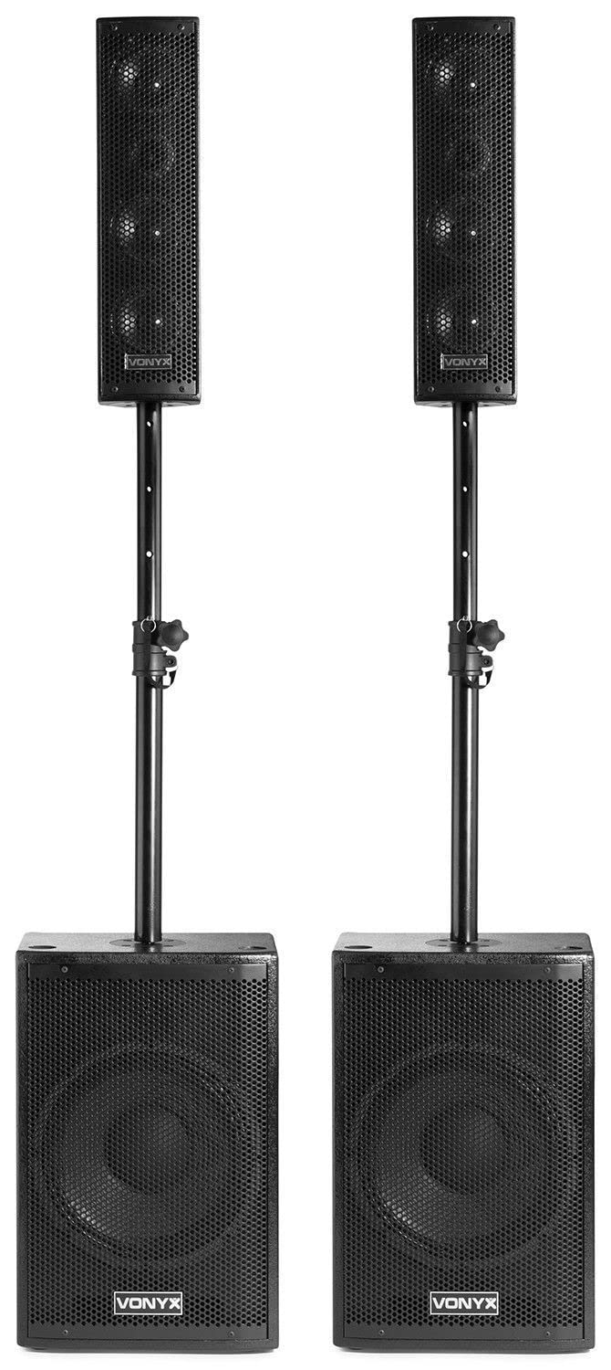 Vonyx Kit Altoparlanti Attivi VX1050BT 2.2 Custodia Protettiva Trolley BT 1150W | Include trolley e custodia, controllo indipendente del subwoofer, montaggio rapido, telecomando incluso