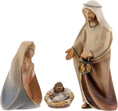 Belén Cometa original de la Sagrada Familia en madera pintada de Valgardena 3.9 in 4 piezas