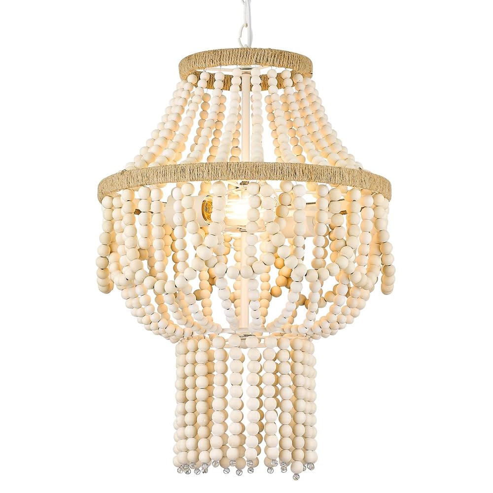HXYSXHJUO Bohemian Chandelier Wood Beaded Pendant Light Fixture,Antique Boho Ceiling Fixtures for Entryway,Dining Room,Baby Nursery,Farmhouse Bead