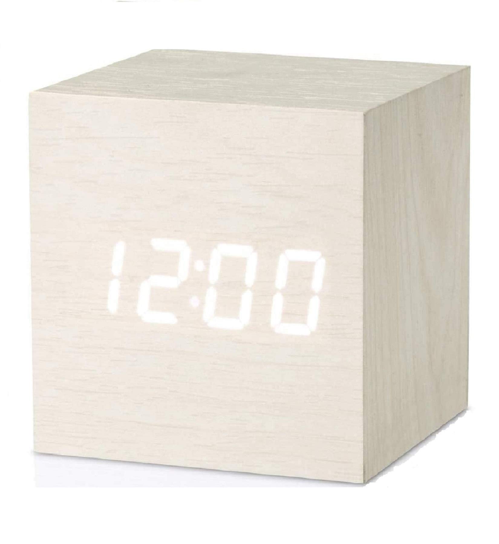 Micar Digital Alarm Clock Wooden Alarm Clock USB/Battery Powered, Desk