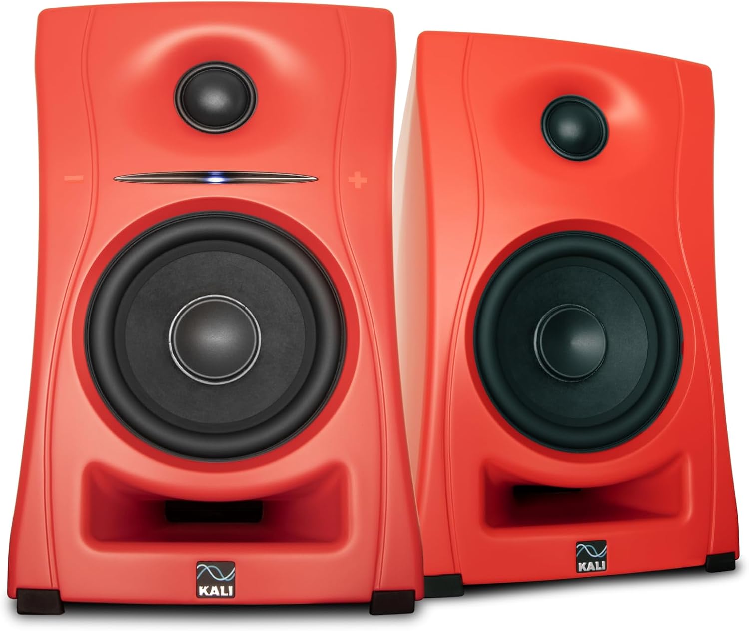 KALI AUDIO LP-UNF-R 4” Ultra Nearfield Studio Monitors - Powered Studio Speakers System for Music Production with Bluetooth, USB-C, TRS & RCA Inputs - Boundary EQ & 39 Hz Bass Extension - Red, Pair