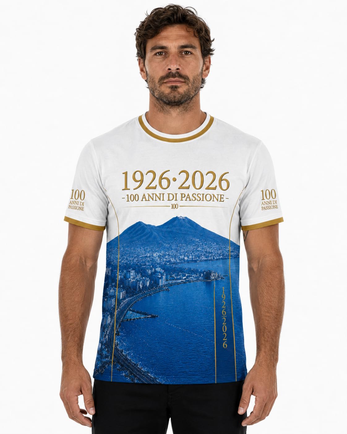 Fupies Maglia Calcio Personalizzata Celebrativa 100 Anni Napoli - Nome e Numero Personalizzabili - T-Shirt Sportiva Uomo - Idea Regalo Tifoso Napoletano