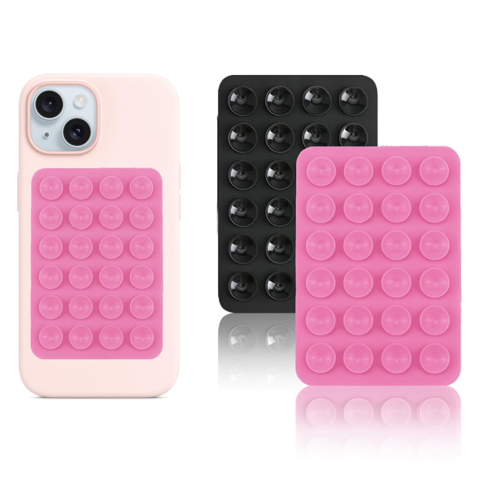 Silikonowe etui na telefon z przyssawką, bez użycia rąk Fidget Toy Mirror Shower uchwyt na telefon, filmy Tiktok i selfie (czarny, różowy)