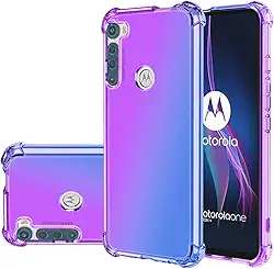 Capa para Moto One Fusion Plus, One Fusion+ PAKF0002IN, capa protetora de TPU macio, antiarranhões, à prova de choque para Motorola Moto One Fusion Plus (roxo/azul)