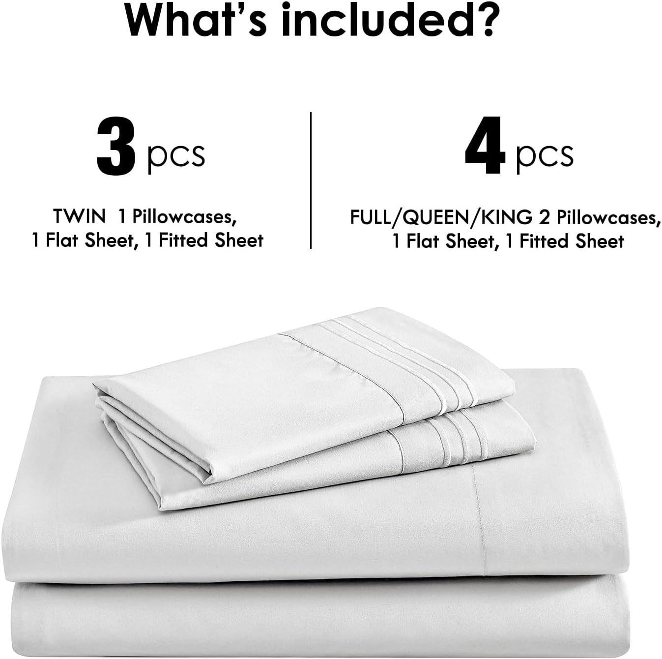 ClevaHome Sheet Set Full Size, 4-Piece Bedding, Lightweight & Super Soft Easy Care Microfiber– Shrinkage & Fade Resistant Bedding Set with 14'' Deep Pockets (Pearl White)