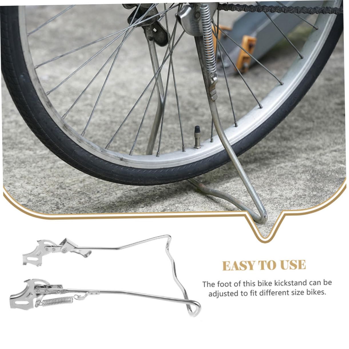 Béquille de Vélo Double en Acier Argenté, Support Latéral de Remplacement