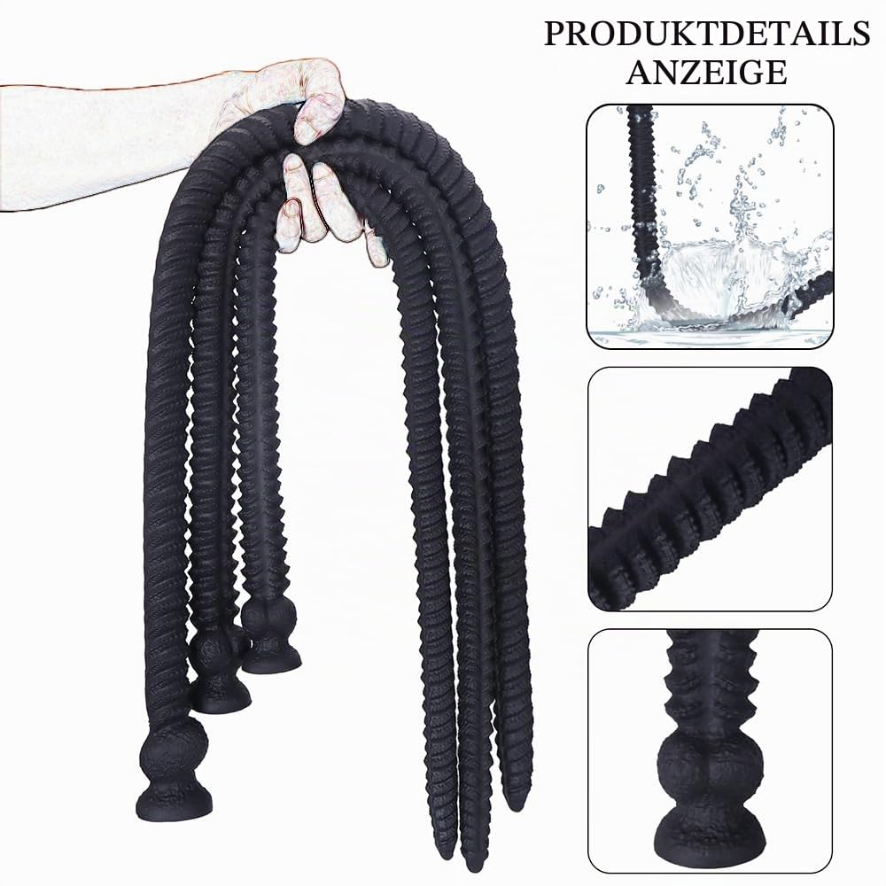 Super Langer Analplug Anal Dildo Weich Silikon Analplugs XXL Dildo mit Saugnapf Analkette Anal Dilator Analspielzeuge für Tiefe Stimulation Buttplug Sexspielzeug für Frauen Männer (L 100cm)