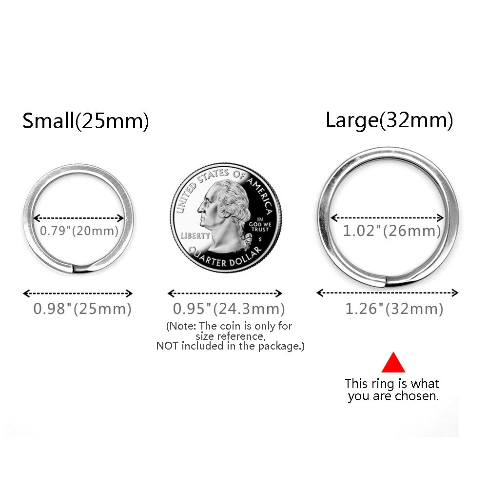 TI-EDC Key Rings Titanium Split Keychain Flat(Pack of 5) 32mm