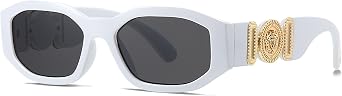 Retro Rectangle Sunglasses for Women Men Trendy Thick Square Sun Glasses 90s Vintage Black Shades