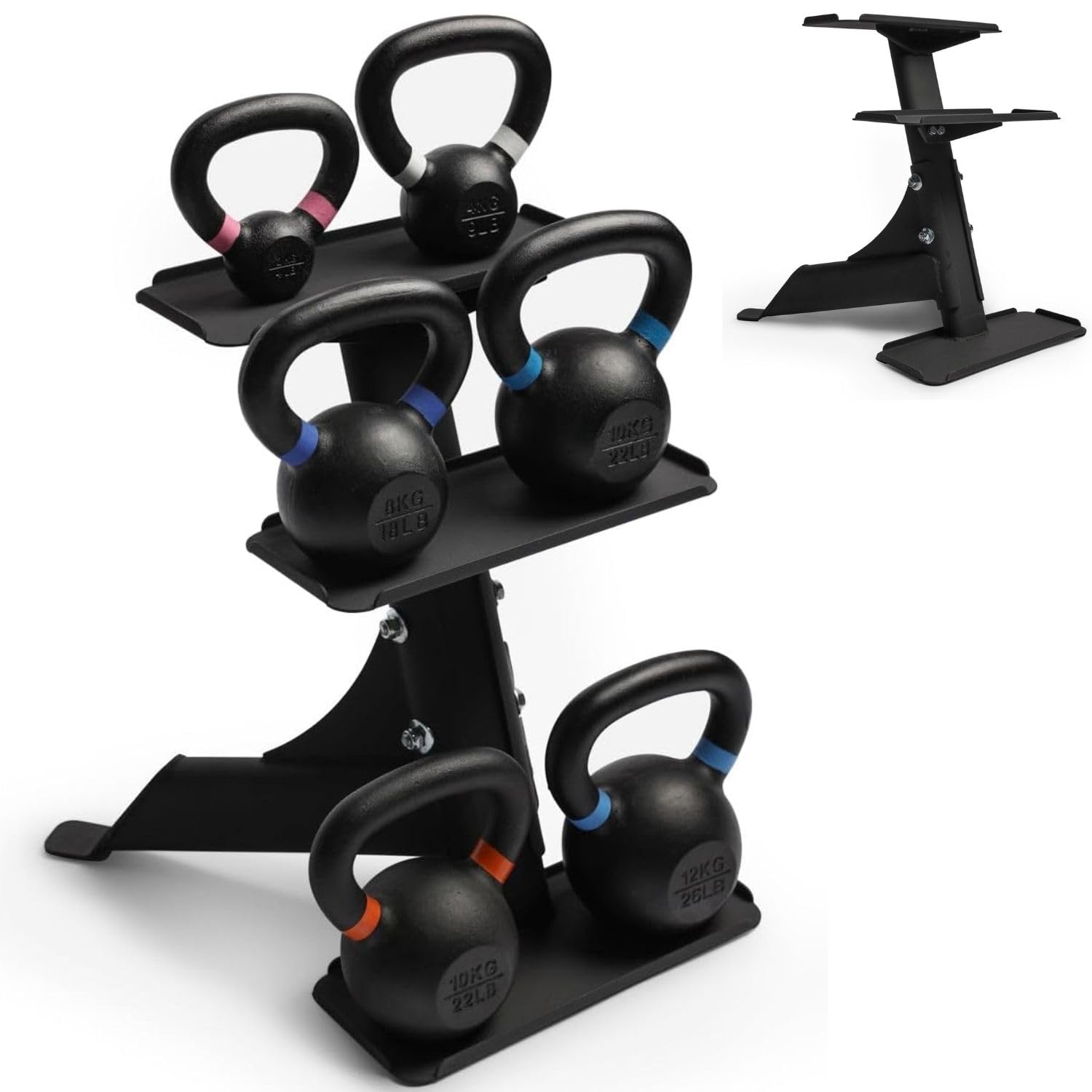 NORTHERN 3-Tier Kettlebell Storage Rack, Heavy Duty Alloy Steel, Black Finish, Space-Saving Weight Stand for Home Gym Organization, Durable Storage Organizer for Fitness Equipment & Workout Area