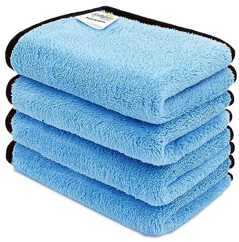 Image of SOFTSPUN Microfiber Hand & Face Wipes 280 GSM 20x30 Cms, 4 Piece Towel Set, (Olive Green) Super Soft & Silky for Hand, Face and Body - Hypoallergenic Sensitive Skin Wipes & Washcloths.