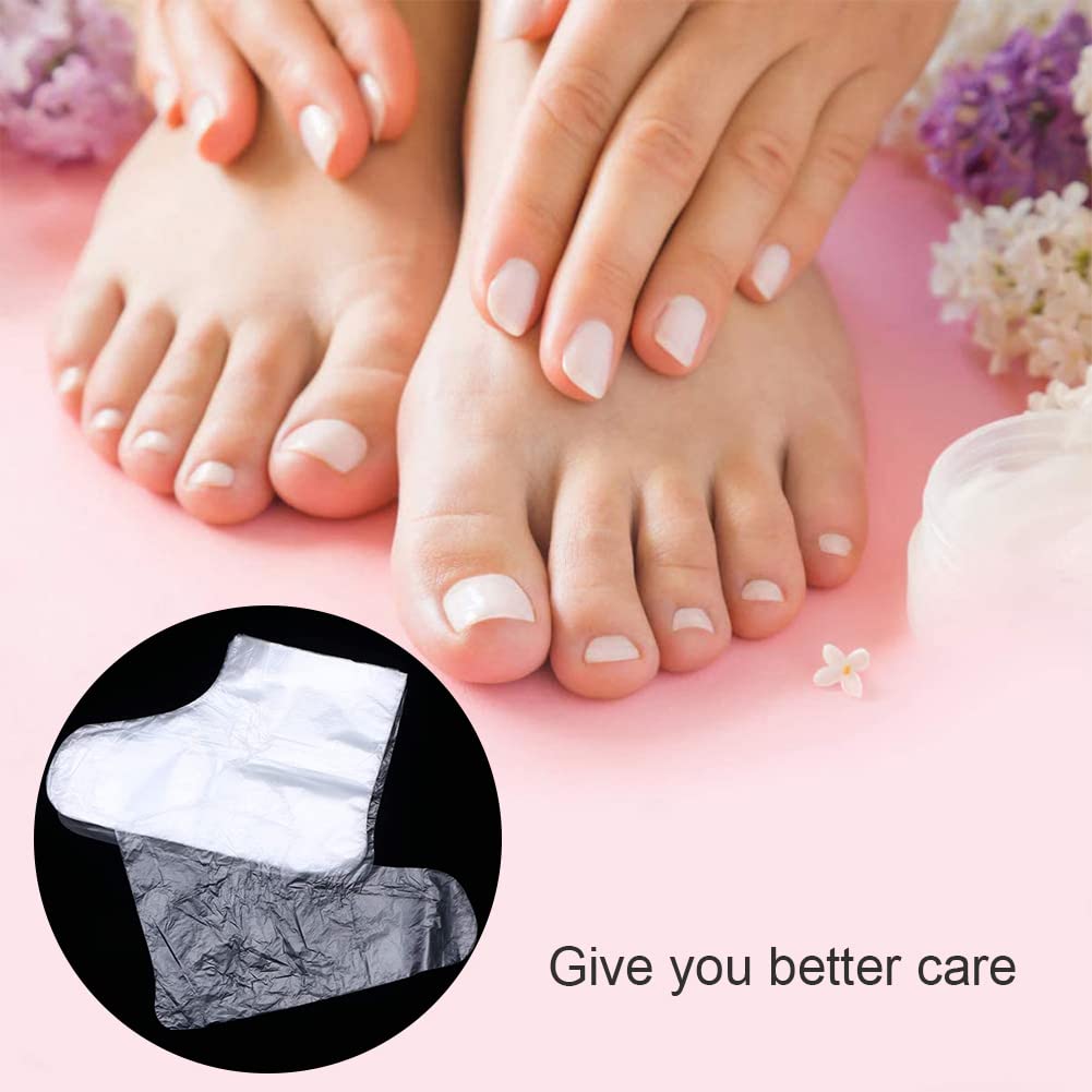 Usa E Getta Spa Stivaletti,Stivaletti Paraffina Bagno,Stivaletti usa e getta in plastica trasparente,Per Pedicure Hot Spa Cera Trattamento Piedi Covers Borse（100pcs）
