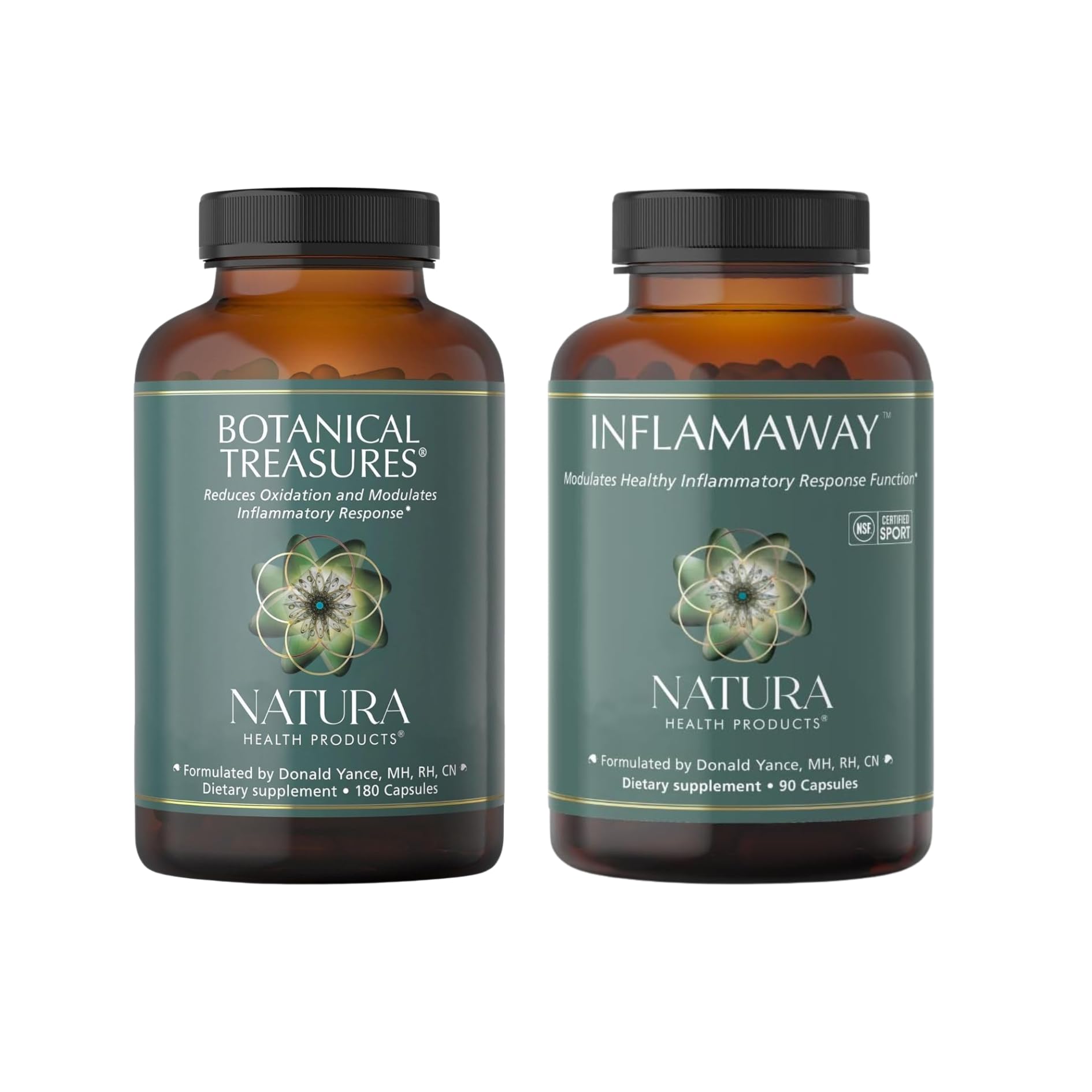 Natura Health Products Botanical Treasures and InflamAway Supplement Bundle - Modulate a Healthy Inflammatory Response - Supports Broad-Spectrum Antioxidant Act