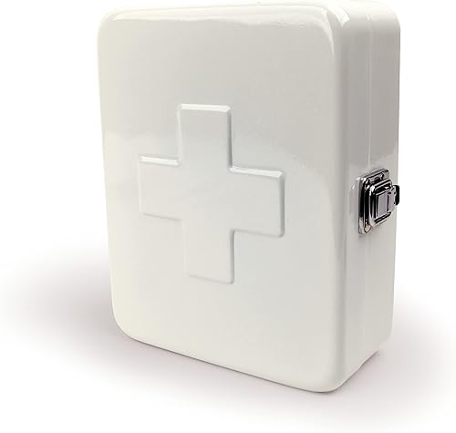 Miniatura 2 de Kikkerland Caja de botiquín de primeros auxilios, estuche organizador portátil multiusos, acero aleado, 6 x 3 x 7.5 pulgadas, color blanco, adecuado