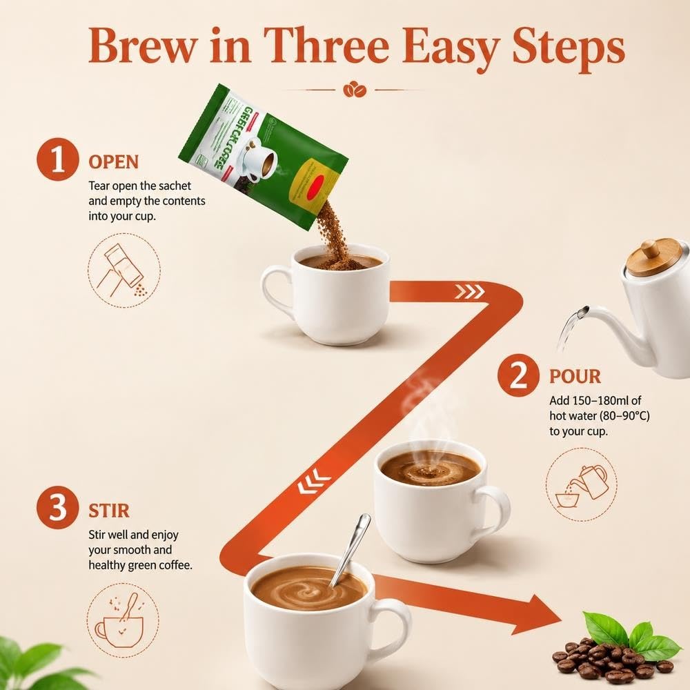 Miscela prebiotica istantanea for il benessere dell'intestino, caffè verde | Caffè energetico equilibrato vegano biologico senza glutine(2pcs)