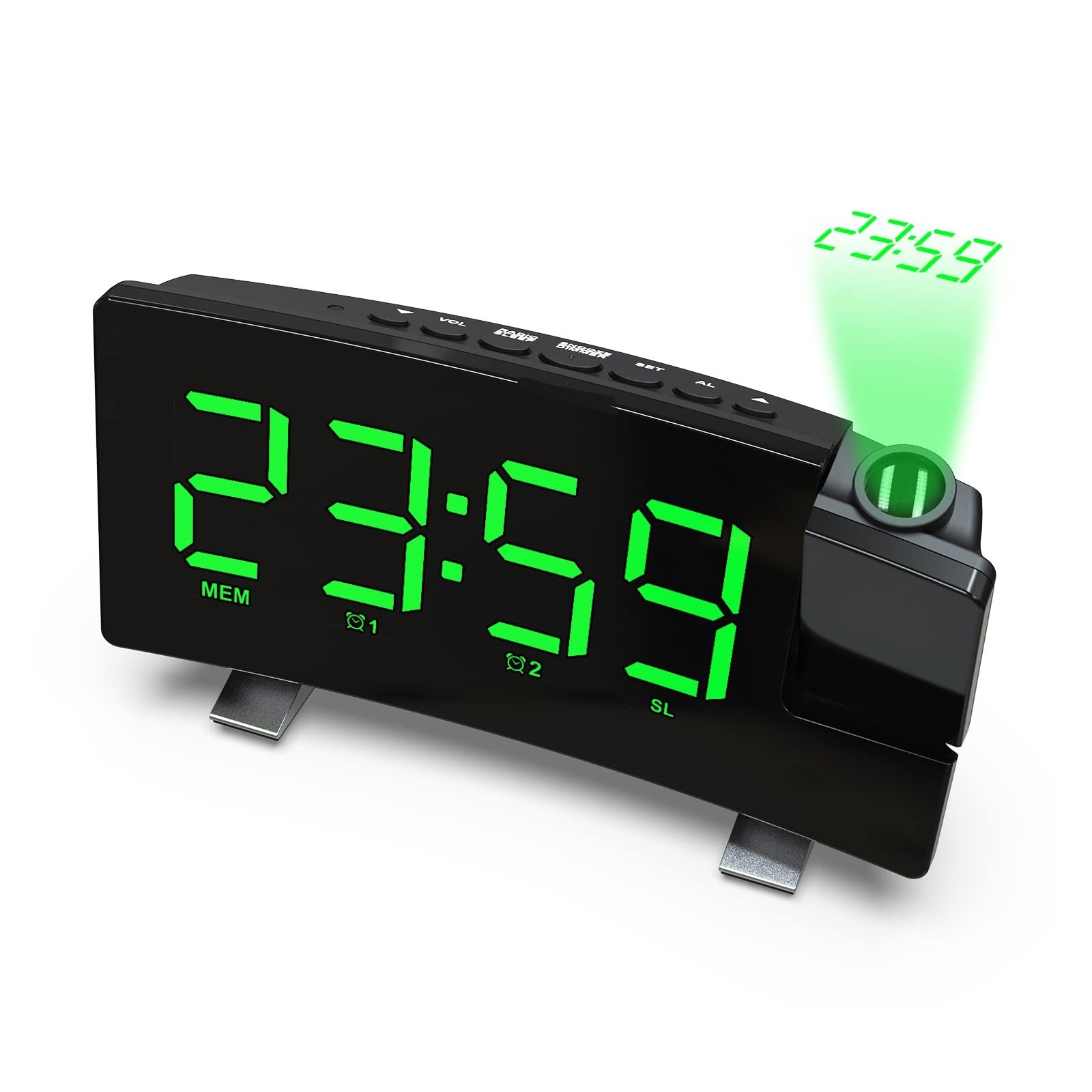 BMKGODN alarm clock， Small Bedside Clocks with USB Port for Charging,Temperature,Snooze,Adjustable Alarm Volume(Green)