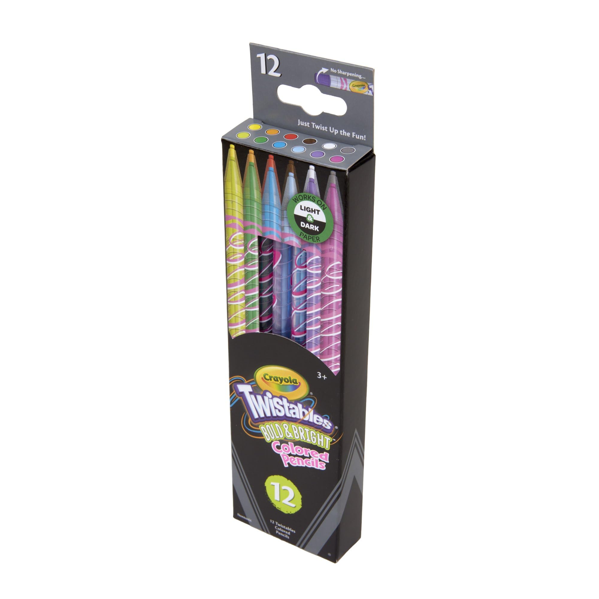 Crayola Radierbare, verdrehbare Buntstifte, 12 Stück, Mehrfarbig
