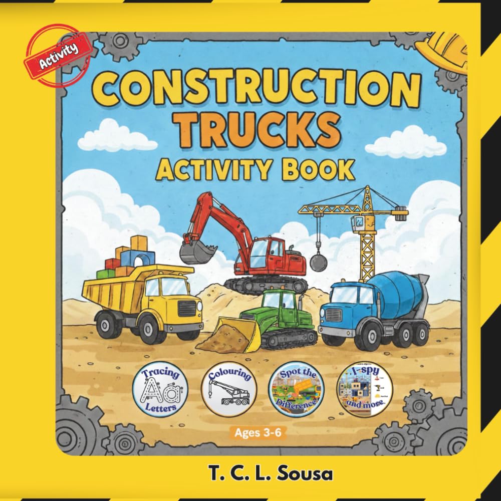 Construction Trucks Activity Book - Preschool Activity Book