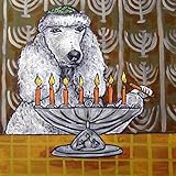 Poodle Menorah Hanukah Dog art tile coaster gift