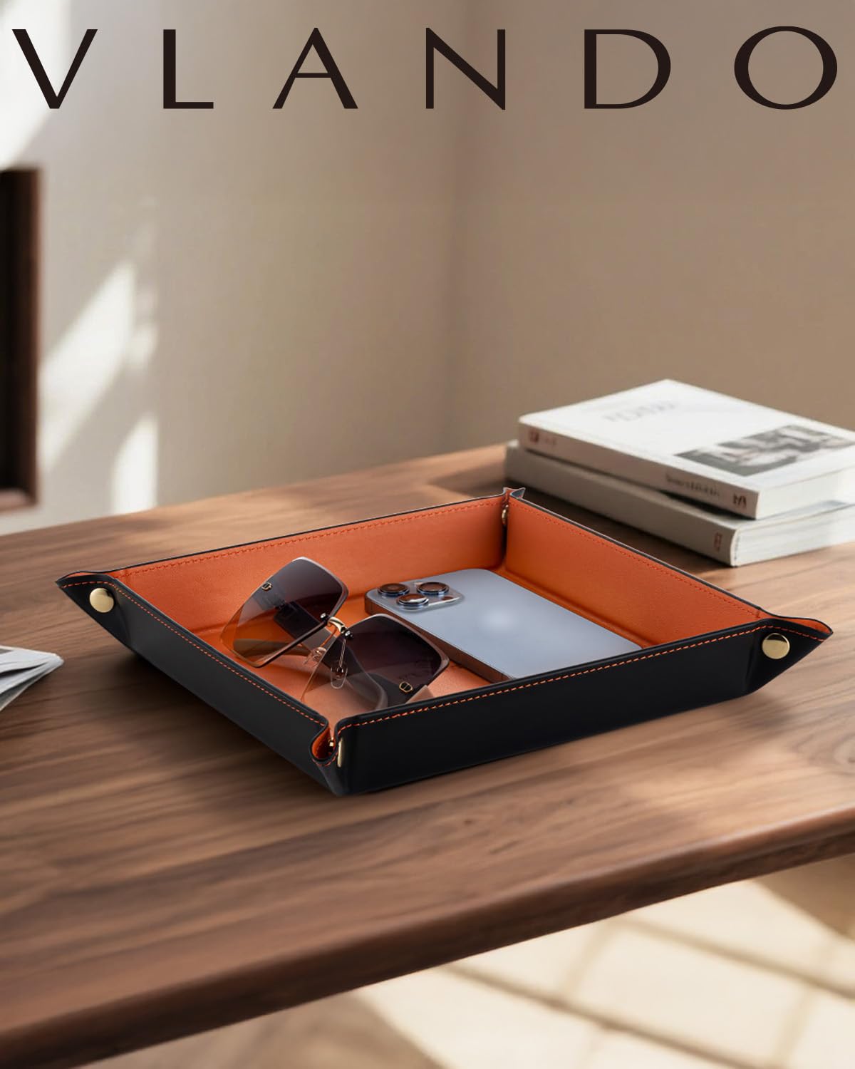 Amazon.com: VLANDO Valet Tray for Men Women, Vanity Trays Catchall Tray for  Dresser Top Desk Storage Bedside, Travel PU Leather Tray Jewelry Key Phone  Coin Change Watches and Candy Holder Sundries Entryway