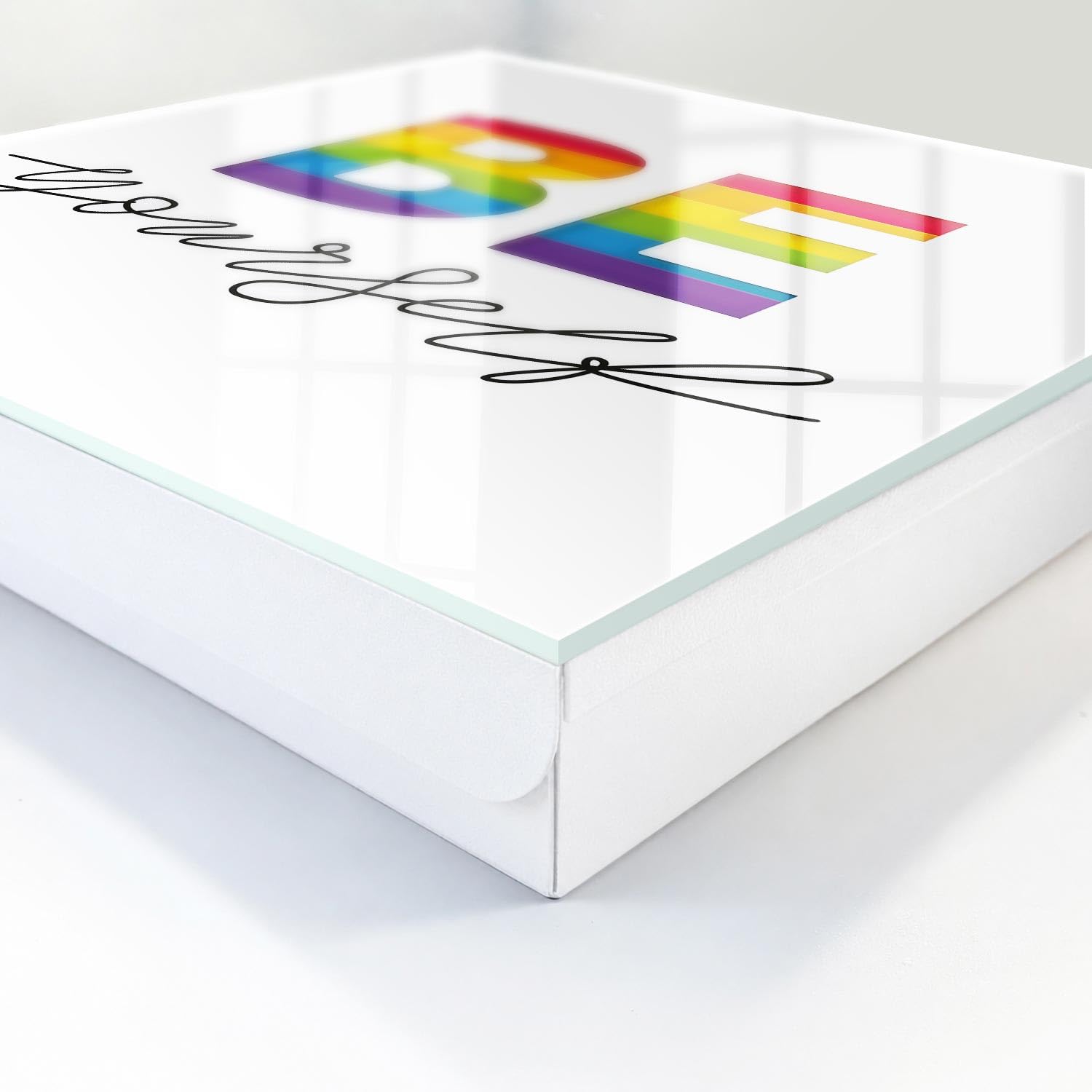 Tulup Armario para Llaves 30x30 cm | Blanco | Derecha | Montaje en Pared | Motivación auténtica | de Metal | Frente Decorativo de Cristal | Kit de Montaje Incluido | Organizador | 50 Ganchos