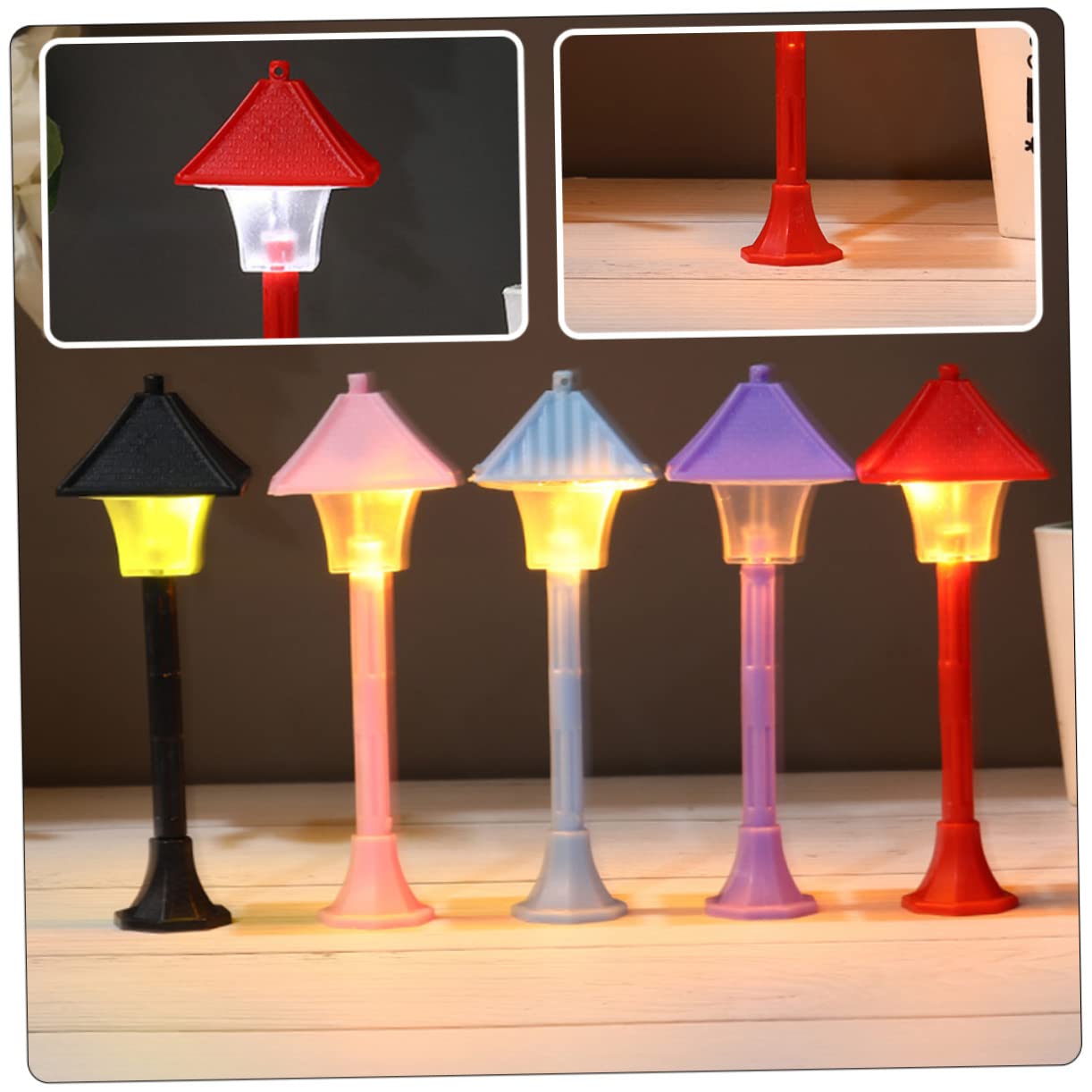 HEMOTON Led Miniatura para Decoración De Habitación Luz De Calle Miniatura para Micro Bonsái Y Jardín De Muñecas Accesorios para Casa De Muñecas Diseño Estable Y 4 Piezas X 4