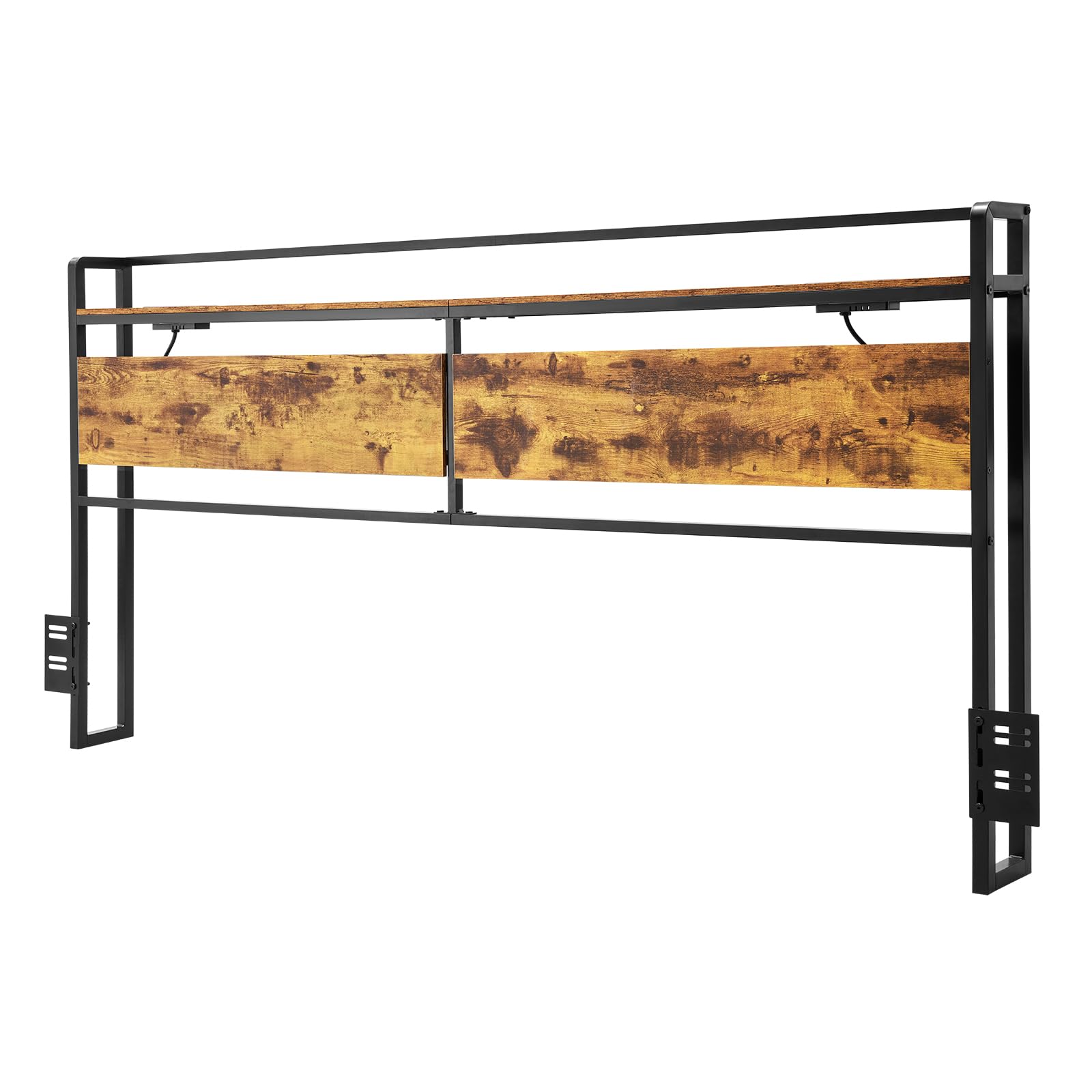 VEVOR Testiera per Letto King Size, Altezza Regolabile con Ripiano Portaoggetti, Testiera Indipendente da Letto King Size con Prese Porta USB per Diverse Strutture Letto, Nero e Marrone