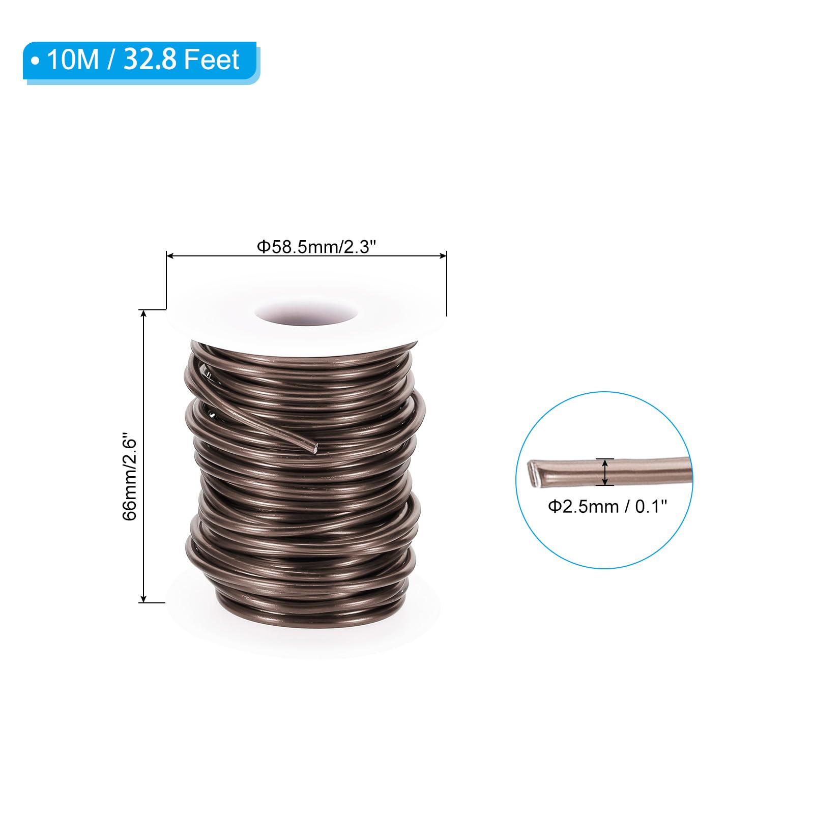 PATIKIL 10 Gauge 2.5mm Aluminum Craft Wire, 32.8Ft Metal Wire Armature Bendable Wire for Jewelry Making Metal Wrap DIY Brown - Image 2