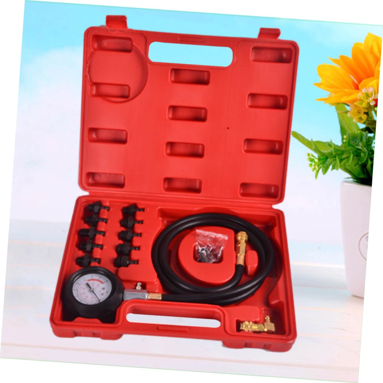 Engine Oil Pressure Tester Kit with Durable Gauge Adapters and Protector for Accurate Engine Oil Pressure Readings and Low Warning Devices