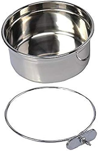 Copas de acero inoxidable para perros y mascotas con soporte de abrazadera, jaula desmontable para perros y gatos, cuenco colgante de perrera,