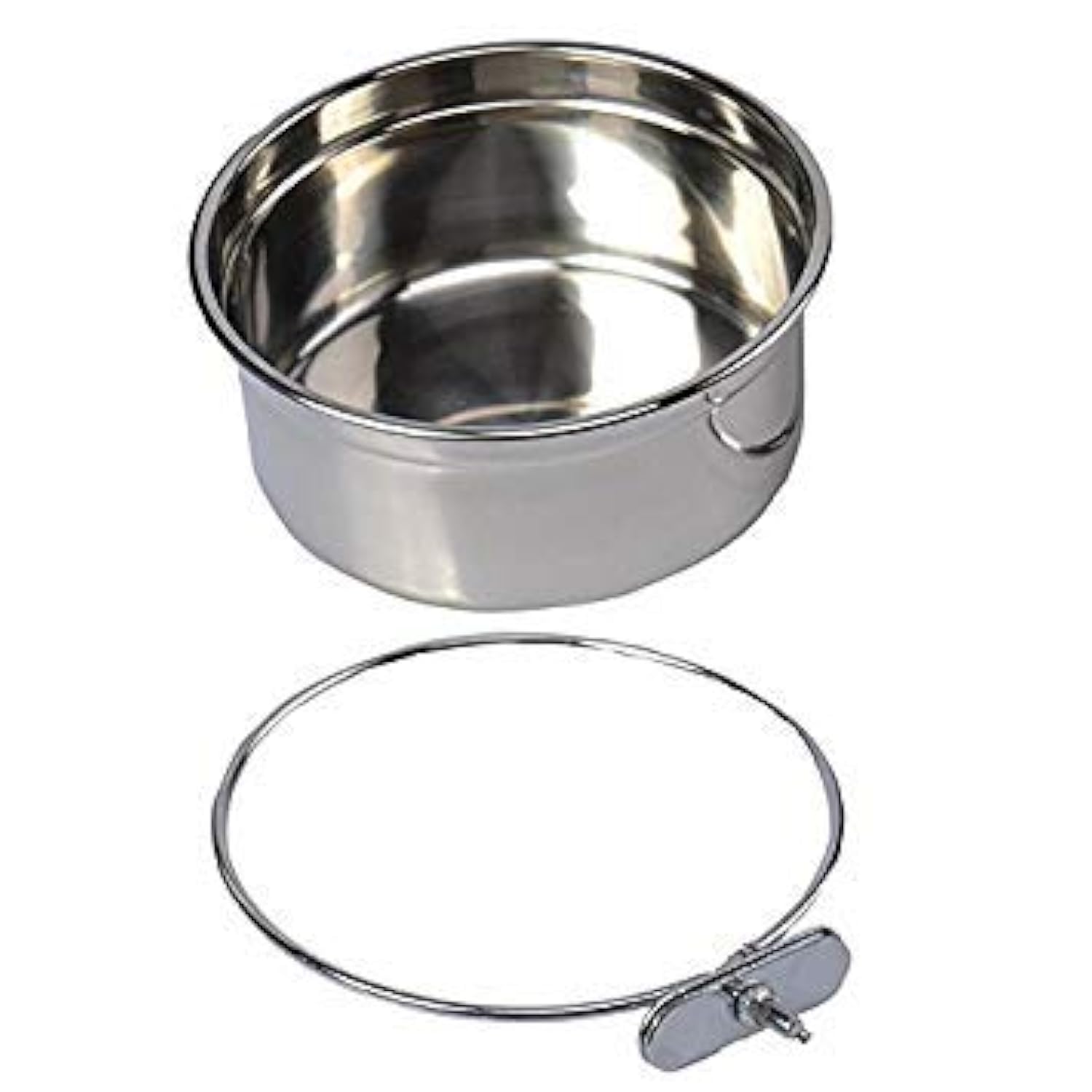 Pet Dog Stainless Steel Coop Cups with Clamp Holder - Detached Dog Cat Cage Kennel Hanging Bowl,Metal Food Water Feeder for Small Animal Ferret Rabbit (Large)