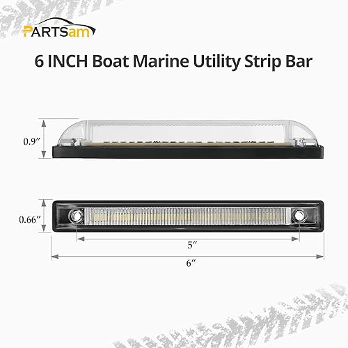 Miniatura 4 de Partsam 4 tiras de luz blanca de 6 pulgadas con 12 luces LED para barcos, barra de luz marina, remolque, camión, caravana, caravanas, luces LED