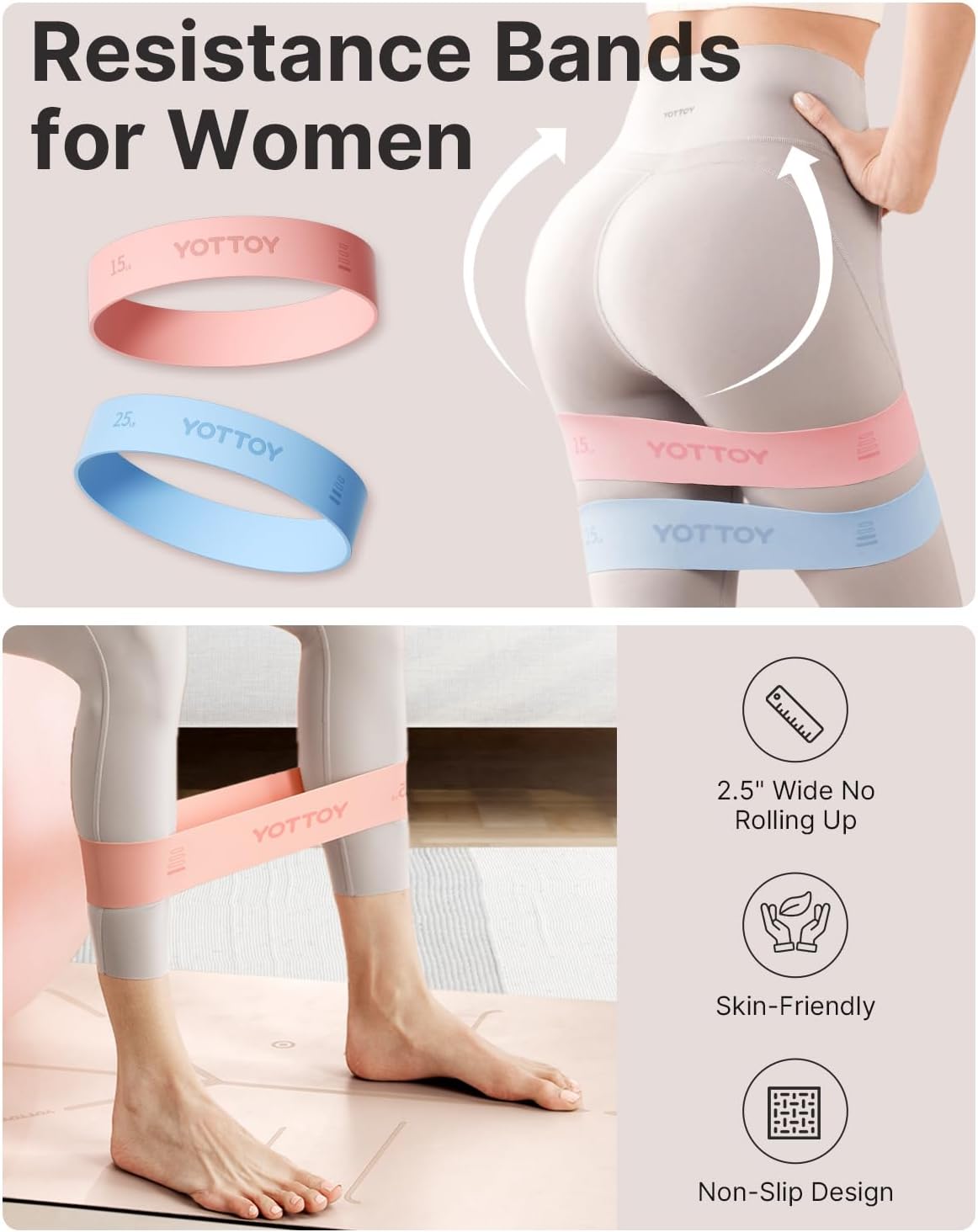 YOTTOY Pilates Ring and Ball Set, Figure 8 Resistance Bands, Stretch Bands&Guide,Pilates Equipment Set for Beginners for Home Workouts Core Strength, Yoga, Physical Therapy & Rehab