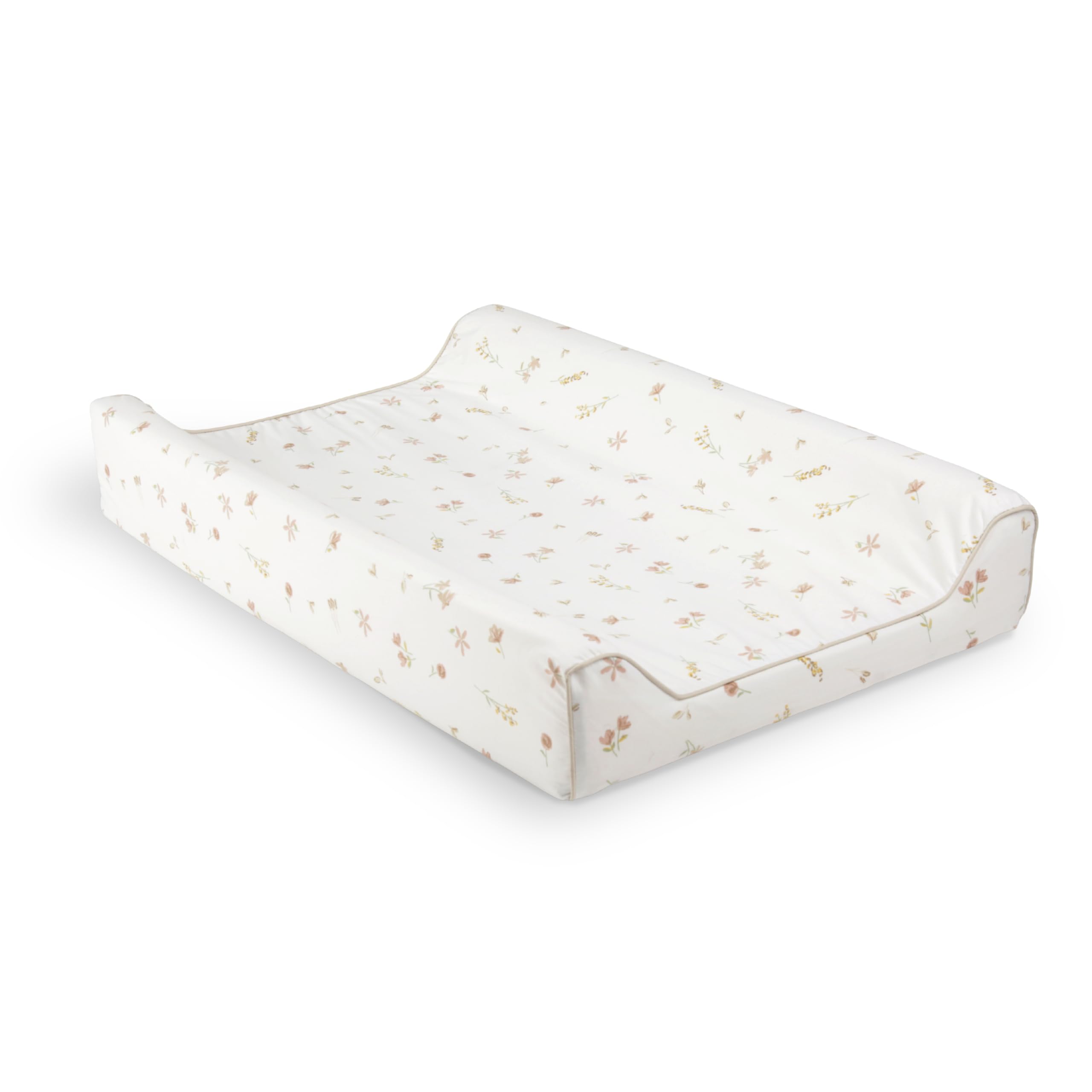 CuddleCo Wedge Changing Mat in Cashmere Meadow - Baby Changing Mat with Memory Foam Layer, Anti Roll Feature, Non-Slip Base, Water-Repellent & Washable Cover - Ideal for Parents' Nursery Needs