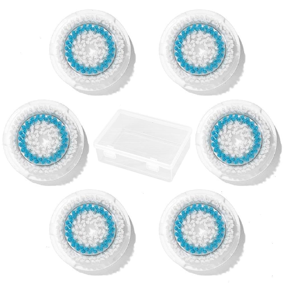 4 Pack/ 6pcs Clarisonic Brush Head Replacements, Deep Pore Clarisonic Mia Brush Head Replacements Tools with Storage Box,Clairsonic Replacement Heads for Cleansing and Exfoliating
