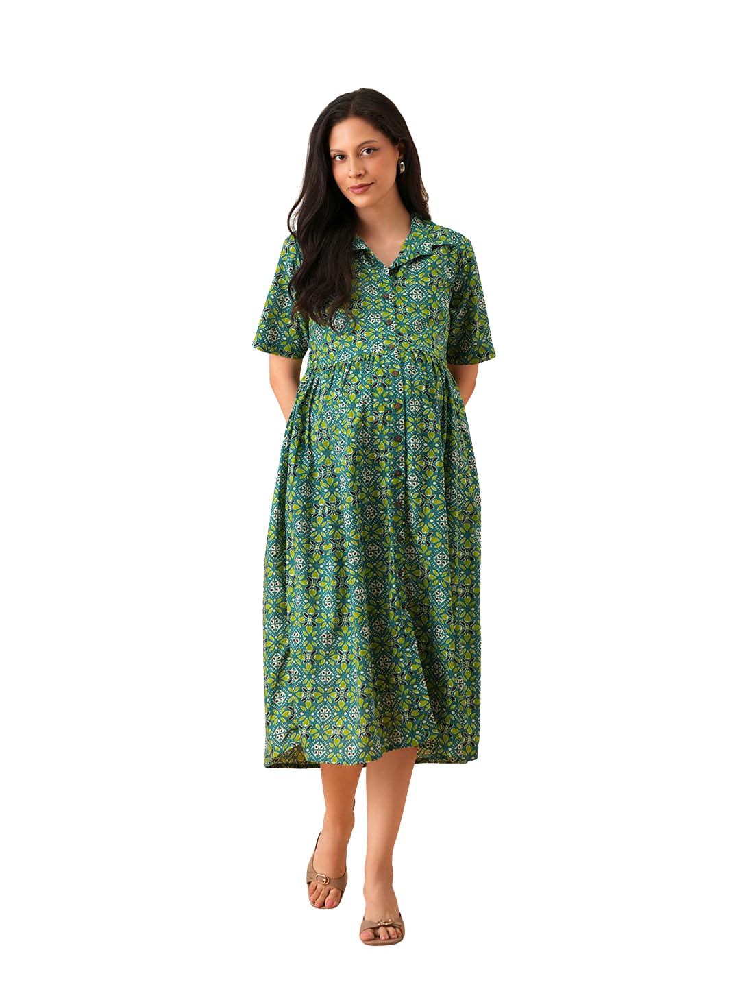 the mom store Maternity and Nursing Dress | Pre and Post Pregnancy Dress for Womens | Zipper/Button Opening | Causal Wear | Trendy Stylish Causal Dresses for New Moms-picture-35