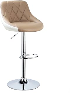 WOLTU® BH30kk-1 Sgabello da Bar Sedia Girevole Cucina con Schienale Poggiapiedi Similpelle Cromato Altezza Regolabile Moderno Cachi 1 Pezzo