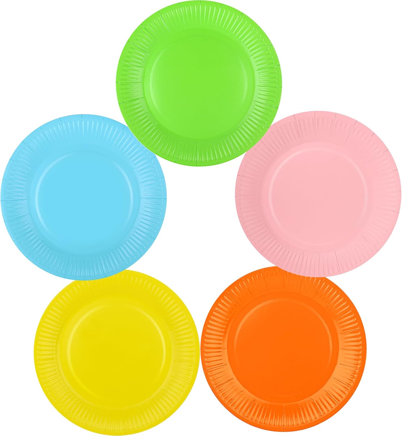 Fowecelt Rainbow Paper Party Plates 50pcs 7 inch Coloured Paper