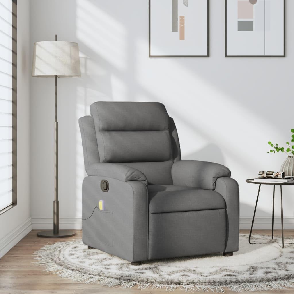Fauteuil massant en tissu gris contre les tensions musculaires du dos