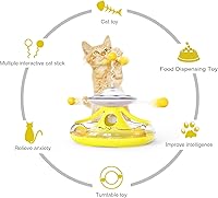 Vista 2 de Pelotas interactivas 3 en 1 para gatos, juguetes giratorios para gatos, molino de viento, dispensador de comida para gatos, alimentador lento