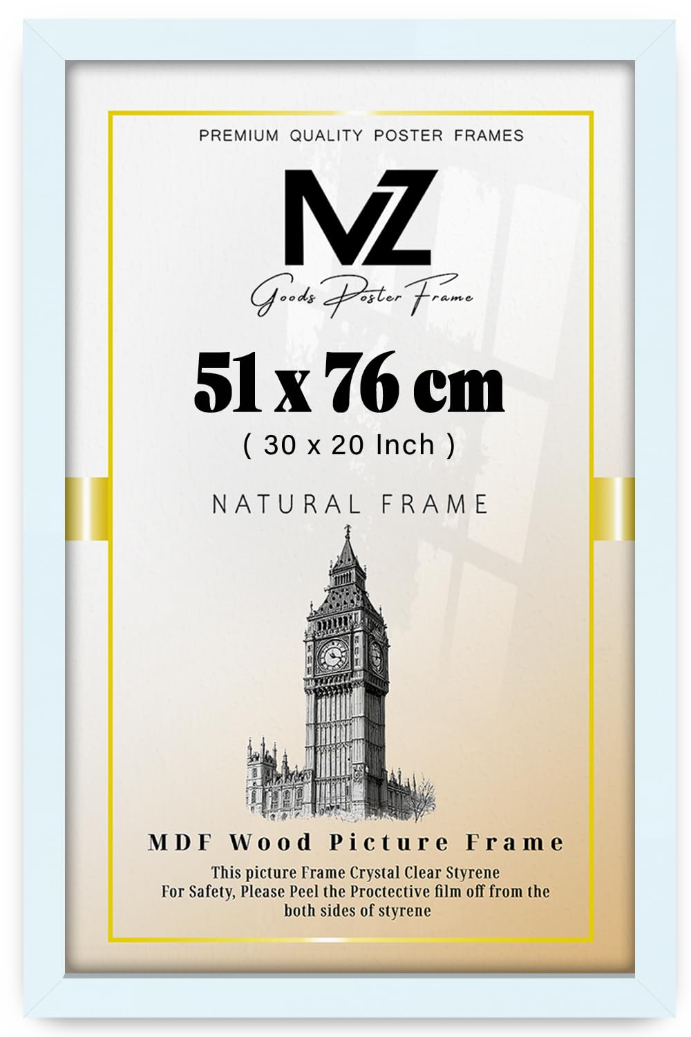 MZ GOODS | Rectangle (51 x 76 CM) Eton Wood White Gift Frame – 30 x 20 Frame | Special Occasions 76 x 51 cm [ White ]