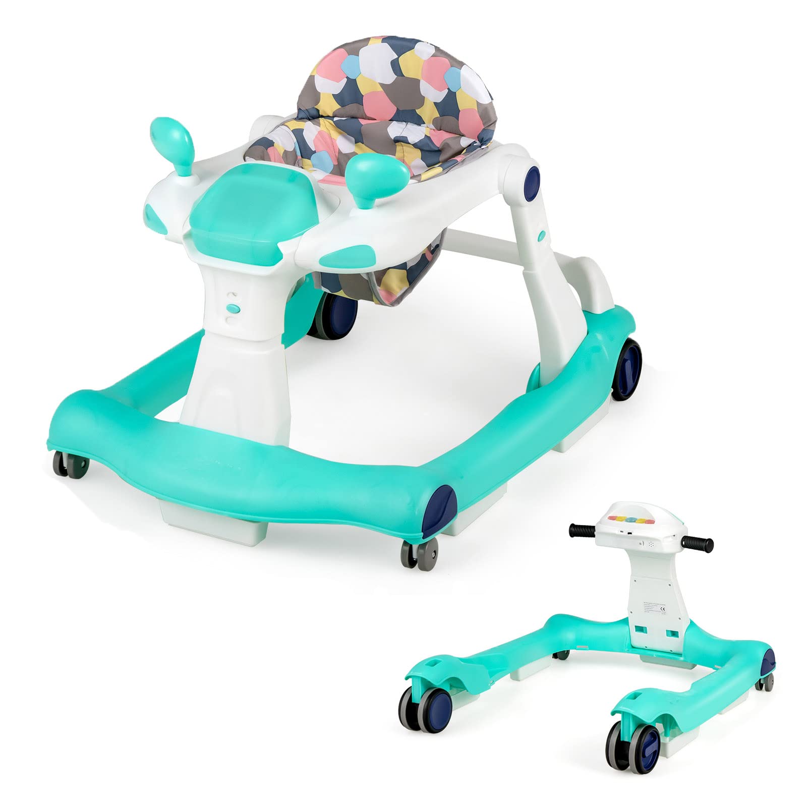 GOPLUS Andador Bebes 4 en 1, Andador Plegable con Altura Ajustable en 3 Niveles, Ruedas de Velocidad Regulable y Cojín Extraíble, Tacatá para Bebé 6-18 Meses con Luces, Música y Volante (Rojo) — view 16