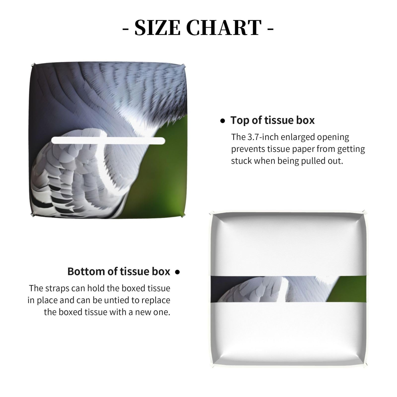 Grey Pigeon Premium Double-Sided Leather Tissue Box - Waterproof