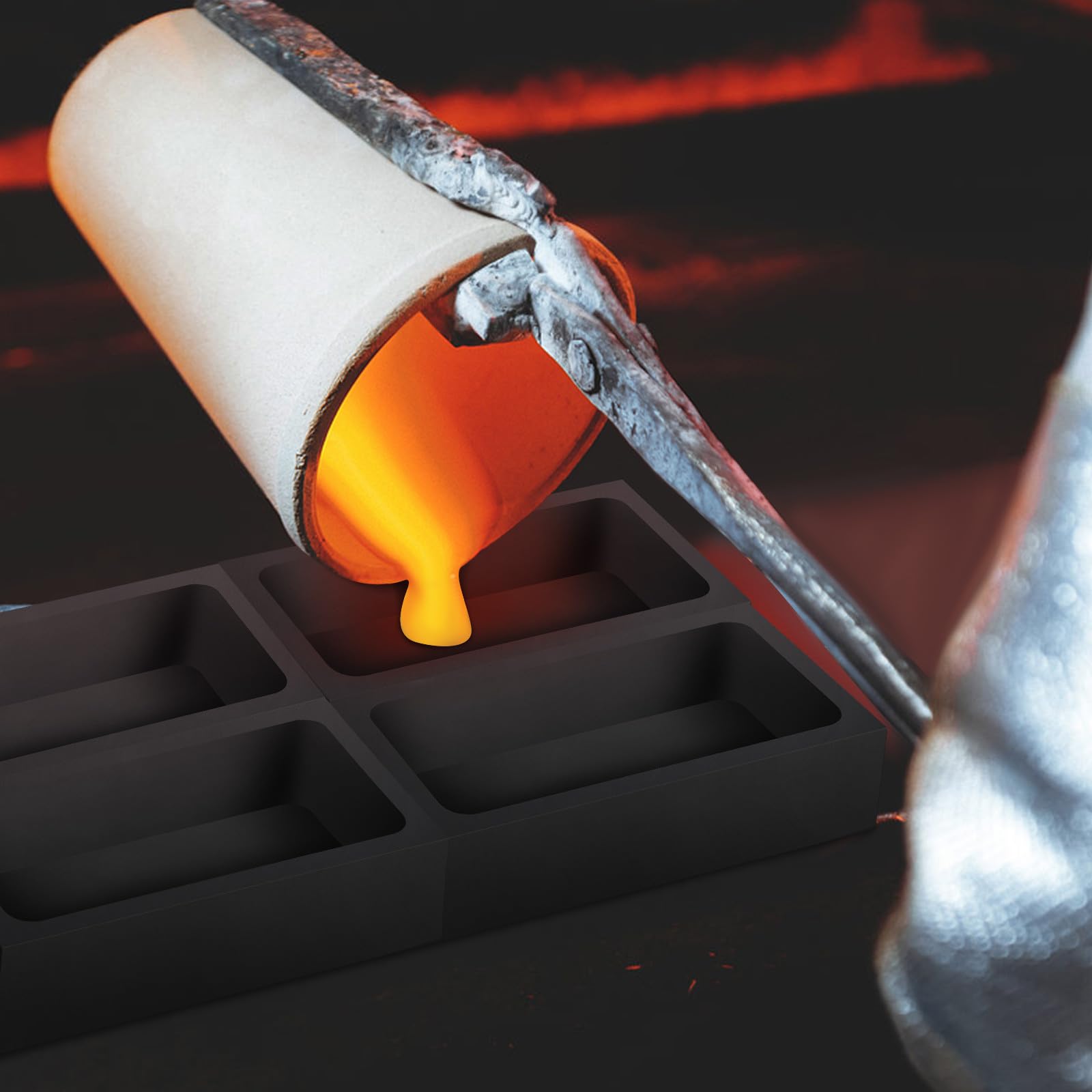 Beaupretty Stampo in Grafite Nero per Colata di Metallo e Olio, 3 Pezzi, Alta Stabilità Termica, Applicazione Versatile per Industria Petrolifera e Strumenti da Forno