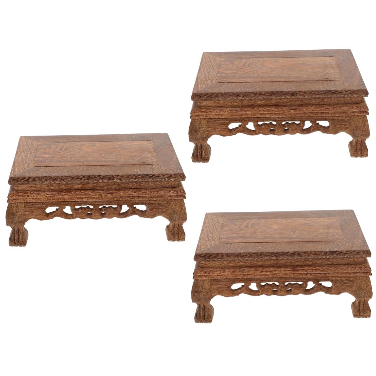 Amosfun 3piezas Soporte De Madera Para Base Estable Para Soporte Decorativo De Madera Para Jardín y Riser De Bonsái y